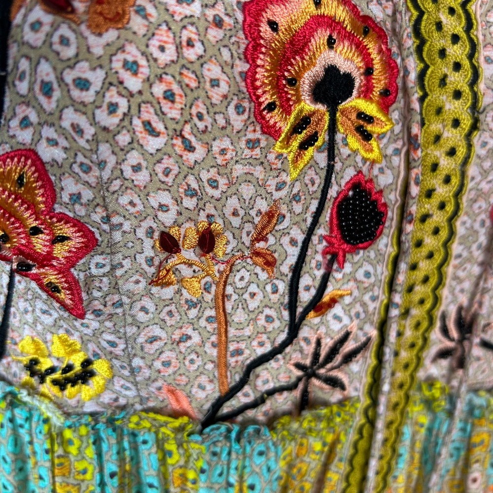 Bhanuni by Jyoti Anthropologie Giorgia Maxi Dress Size 8 boho embroidered - Picture 11 of 15